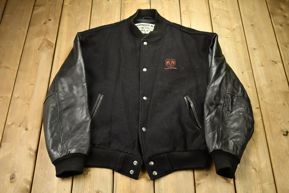 Vintage 1990s Dodge Leather Varsity Jacket