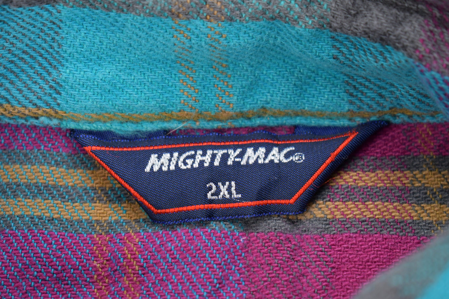 Vintage 1980s Mighty-Mac Plaid Flannel Button Up Shirt / Vintage Flannel / Basic Button Up / Heavy Weight / Blue and Purple