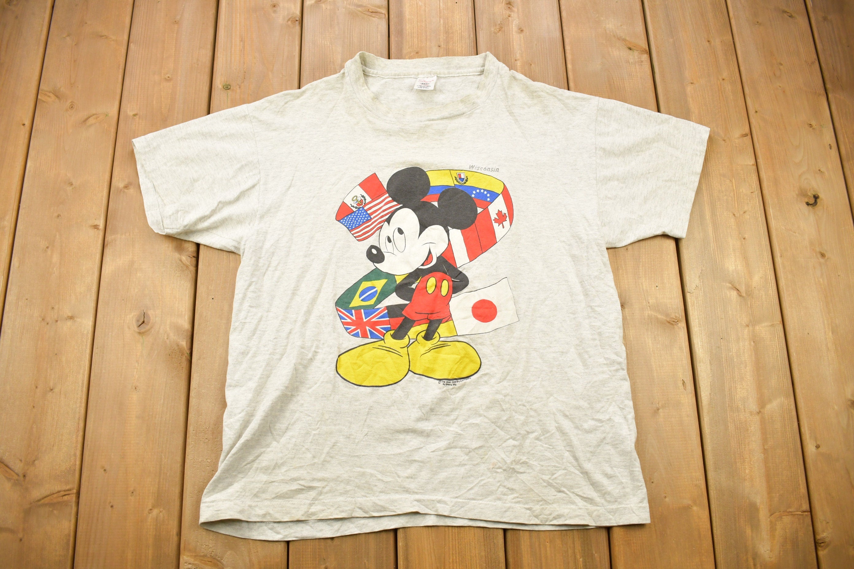 Vintage 1990s Mickey Mouse Wisconsin Souvenir T Shirt