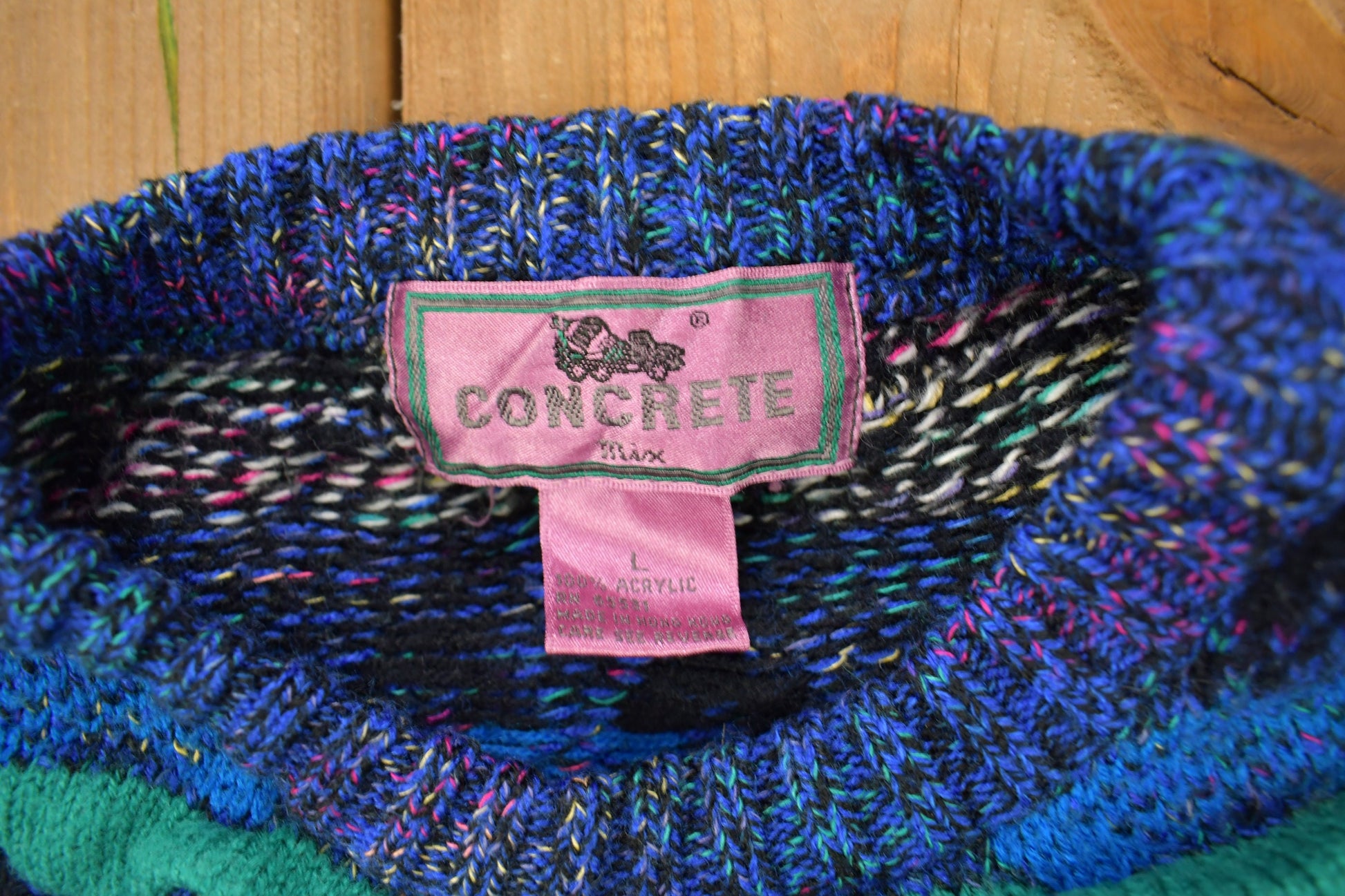 Vintage 1990s Concrete Mix 3D Colored Cable Knit Crewneck Sweater