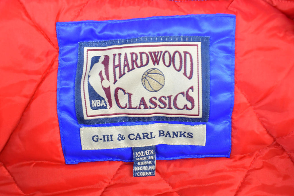 Vintage 1990s New Jersey Nets Hardwood Classics Satin Button Down Puffer Bomber Style NBA Basketball Jacket