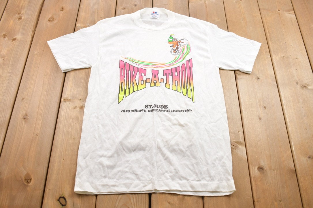 Vintage 1990s St. Jude Bike-A-Thon Colorful Graphic T-Shirt
