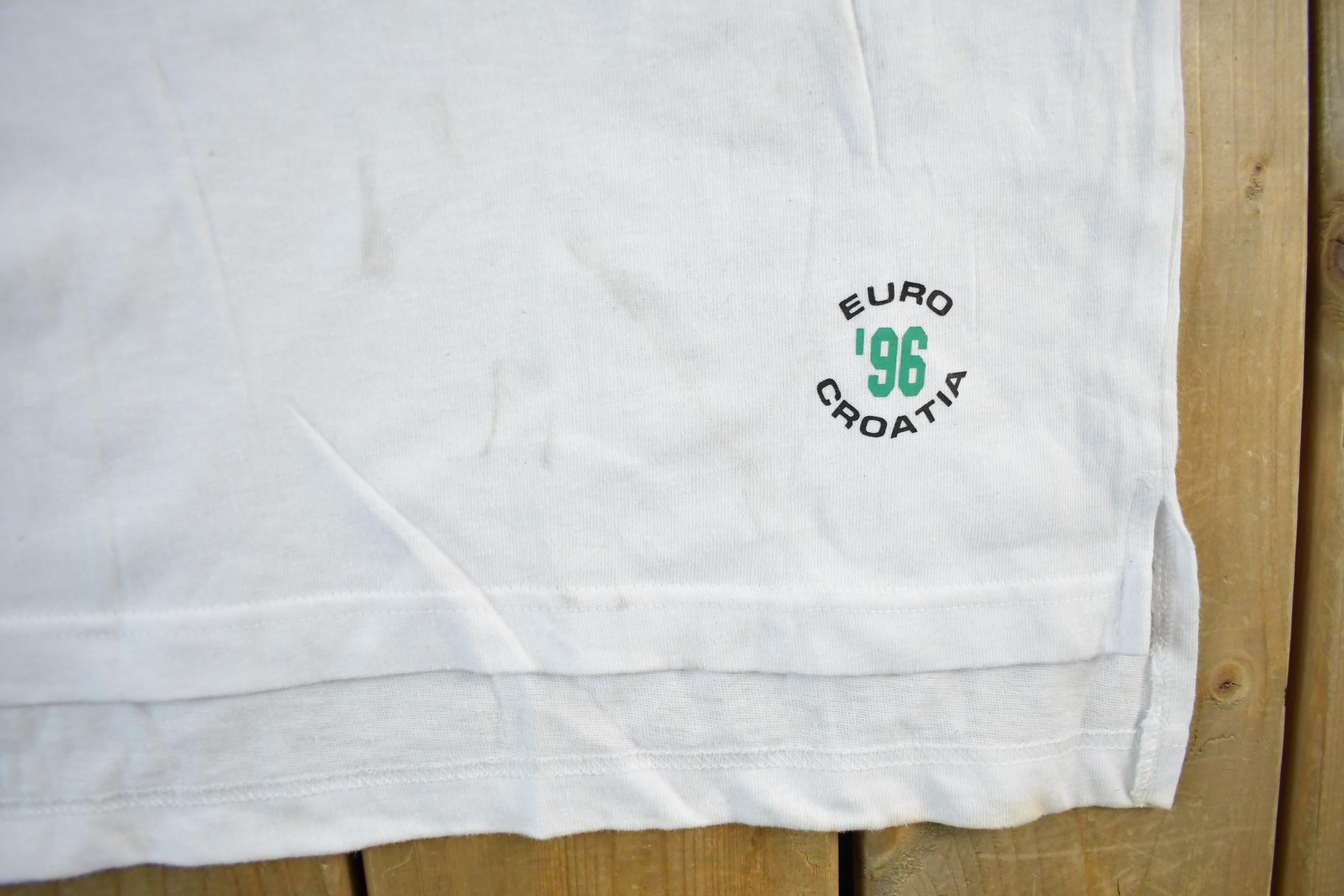 Vintage 1990s Softwear Euro Croatia Football Graphic T-Shirt Men's Large