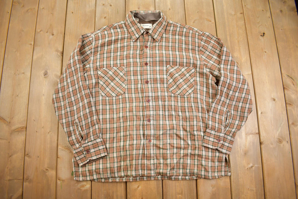 Vintage 1980s Arrow Plaid Flannel Button Up Shirt - Large