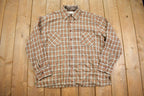 Vintage 1980s Arrow Plaid Flannel Button Up Shirt - Large