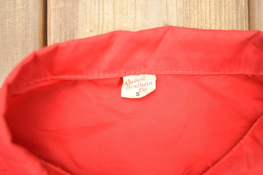 Vintage 1950s Russell Southern CO Red Snap Button Windbreaker Jacket