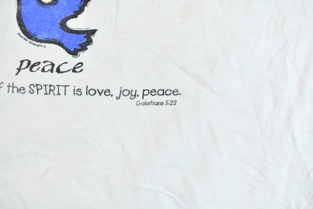Vintage 1990s Galatians 5:22 Love Joy Peace Bible Quote Graphic T-Shirt