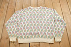 Vintage 1990s Steeple Chase Knitted Abstract Crewneck Sweater