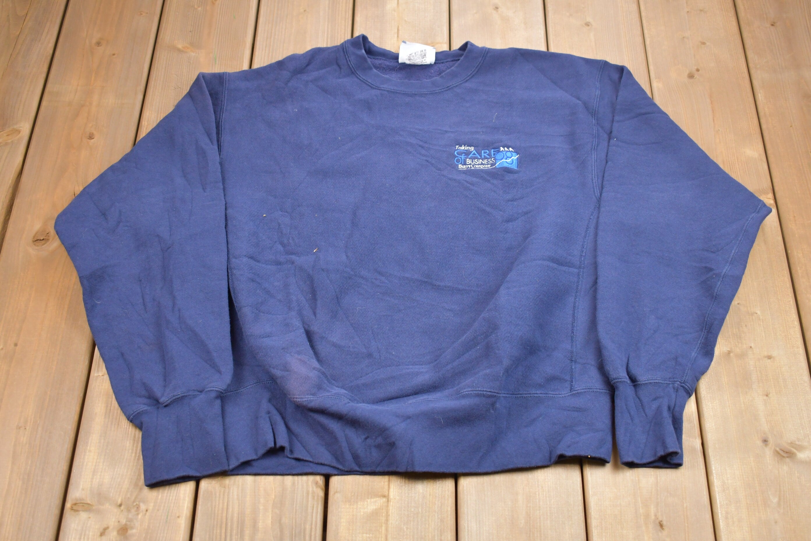 Vintage 1990s Lee Taking Care Of Business Embroidered Crewneck Sweatshirt