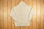 Vintage 1990s Aran Crafts 100% Merino Wool Button Up Knit Sweater