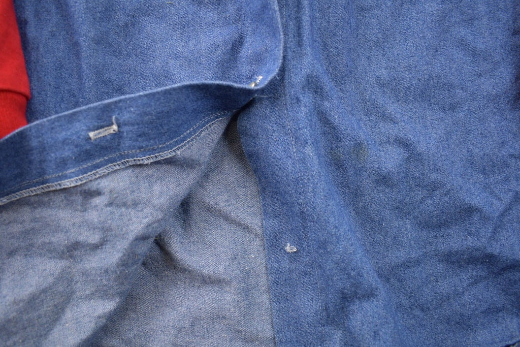 Vintage 1990s Tweety Bird Denim Button Up Hooded Shirt  90s Button Up  Looney Tunes  Denim  Button Down