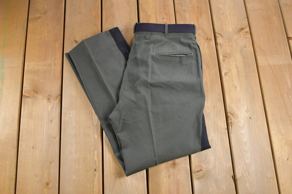 Vintage 1970s Military Wool Trousers with Belt Size 28 x 29