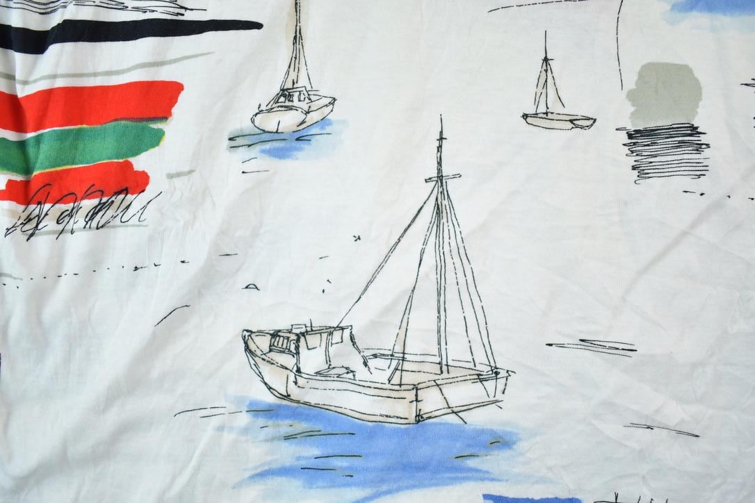 Vintage 1990s Sailboat Countess Mara Button Up Polo Style Shirt