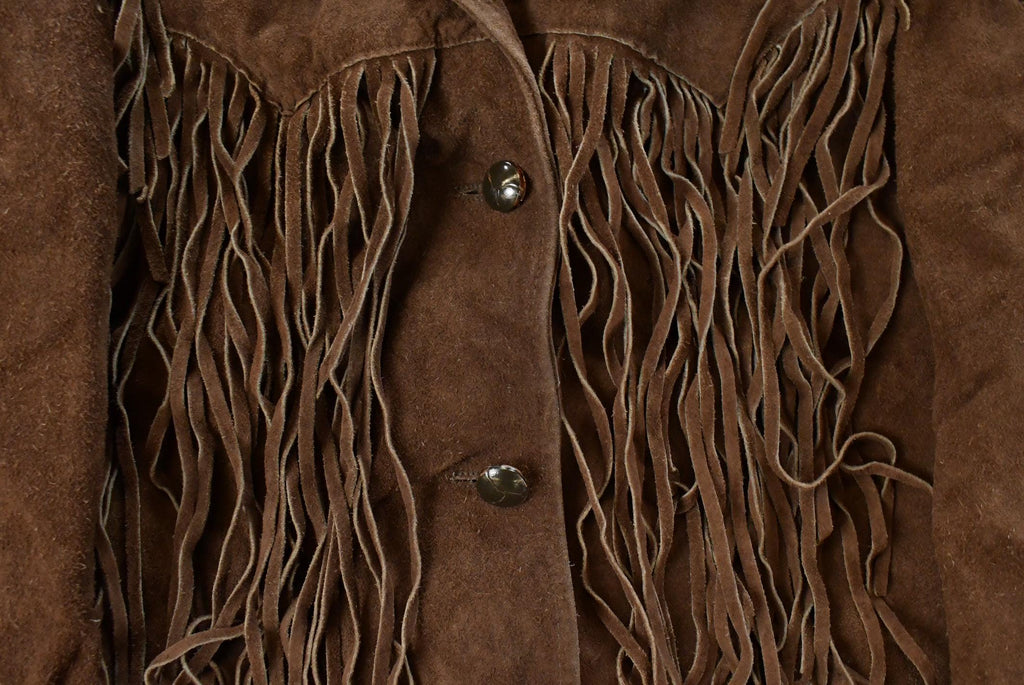 Vintage 1970s Pioneer Wear Leather Suede Western Fringe Jacket Women's M