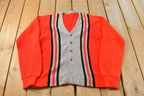 Vintage 1960s Striped Knit Cardigan Sweater Men's M