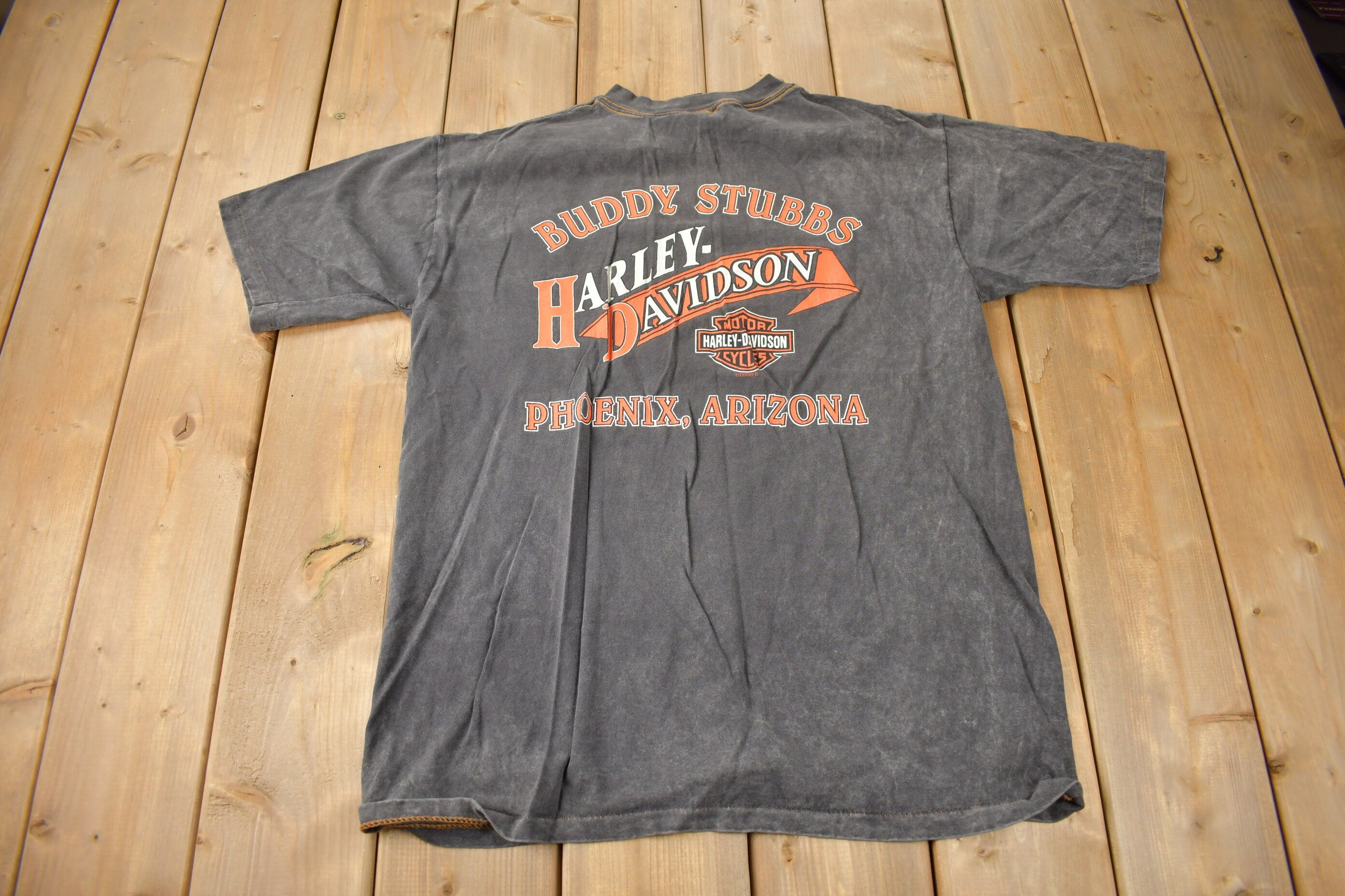 Vintage 1997 Buddy Stubbs Harley Davidson Phoenix Arizona Single Stitch Graphic T-Shirt Made In USA