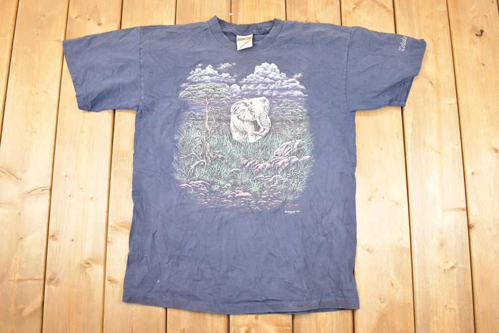 Vintage 1990s Toledo Embroidered Elephant Souvenir Travel T-Shirt Men's M