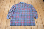 Vintage 1990s Marsh Landing Quarter Button Plaid Collared Crewneck Sweatshirt Size M