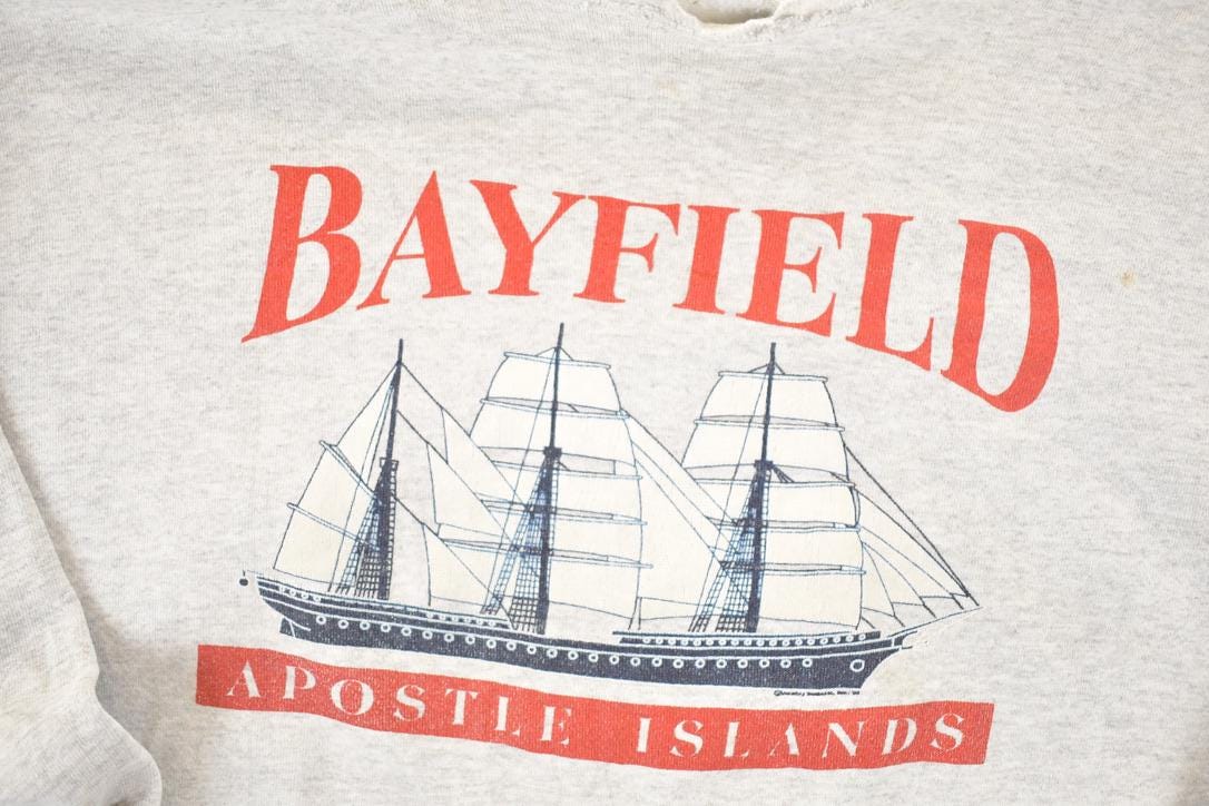 Vintage 1990s Bayfield Tall Ships Apostle Island Crewneck Sweatshirt Men's L