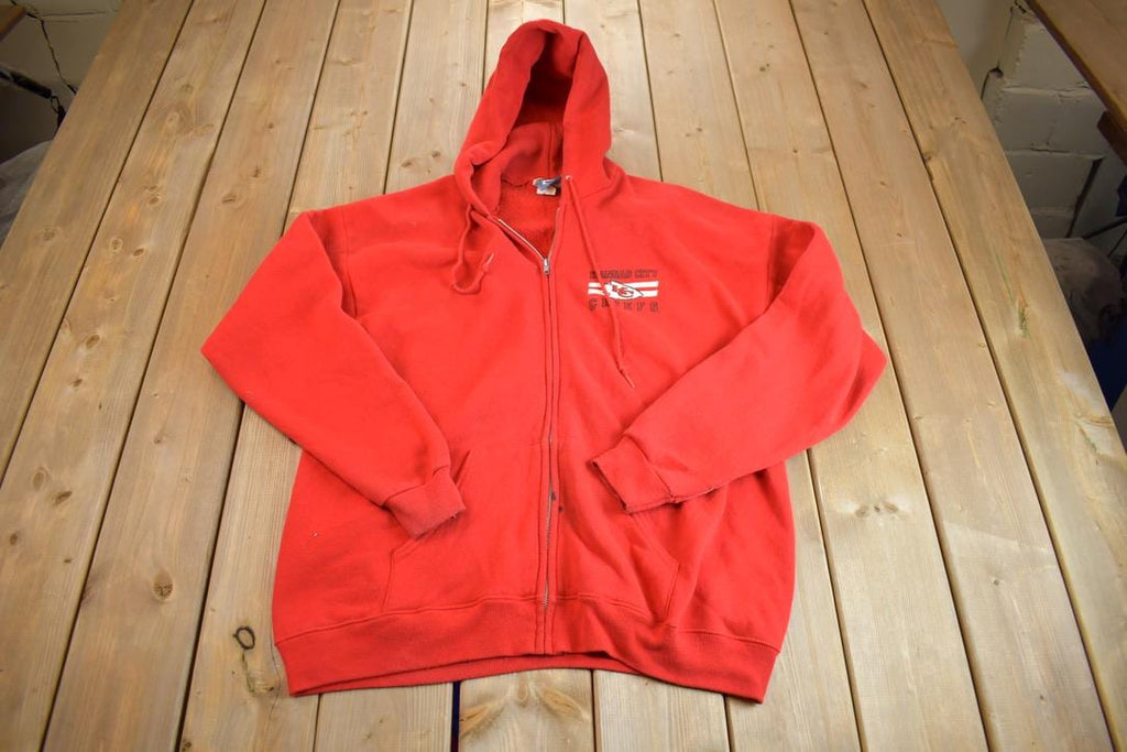 Vintage 1995 Kansas City Chiefs Zip Up Football Hoodie NFL Made In USA