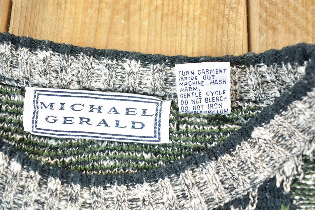 Vintage 1990s Michael Herald Knit Abstract Pattern Crewneck Sweater Mens L