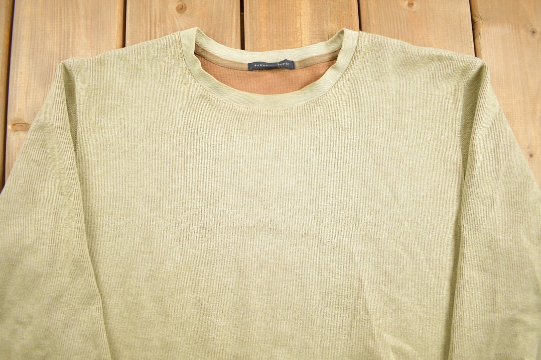 Vintage 1990s Green Banana Republic Wool Knitted Crewneck Sweater