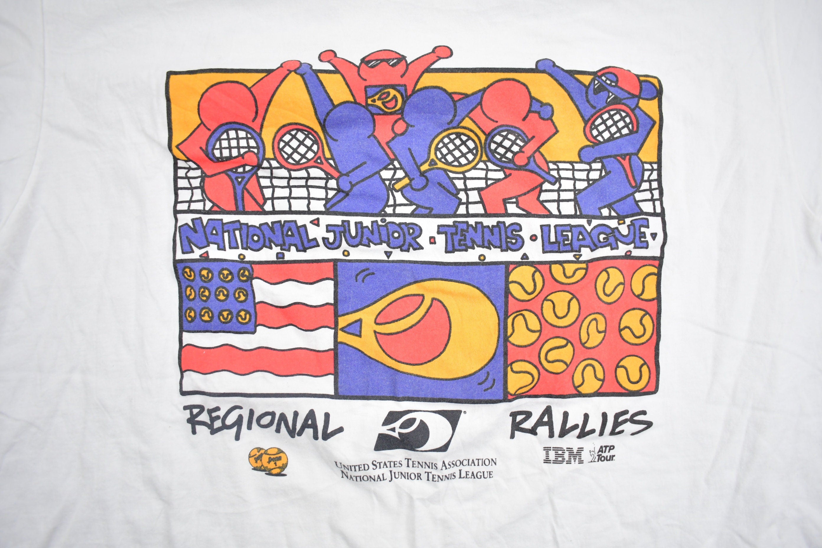 Vintage 1990s National Junior Tennis Leauge Graphic T Shirt / Vintage Keith Haring / Streetwear / Graphic Tee / Single Stitch / Made In USA