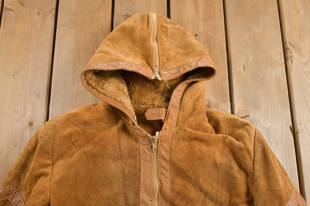 Vintage 1980s Sherpa Lined Suede Leather Jacket