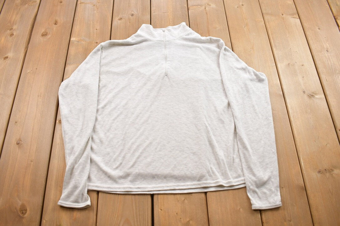 Vintage 1990s Patagonia Blank Grey Zip Up Turtleneck Sweater