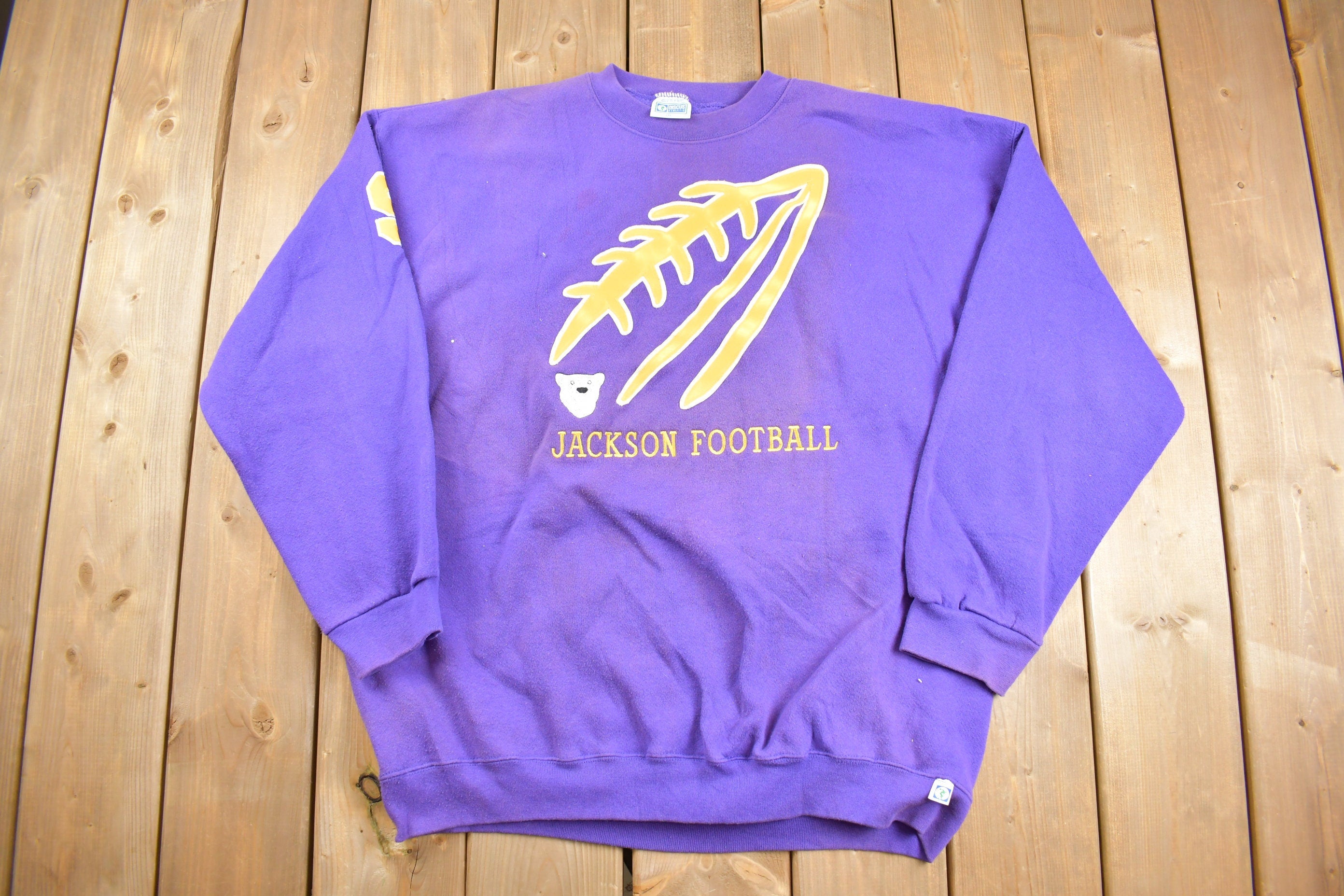Vintage 1990s Jackson Football Crewneck Sweatshirt  90s Crewneck  Made In USA  Essential  Streetwear  90s  Discus Athletic