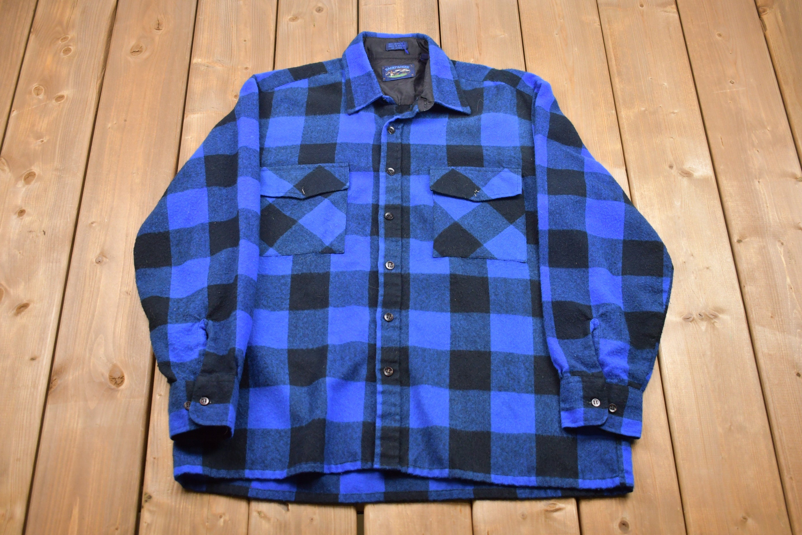 Vintage 1990s Back Packer Lined Plaid Button Up Shirt
