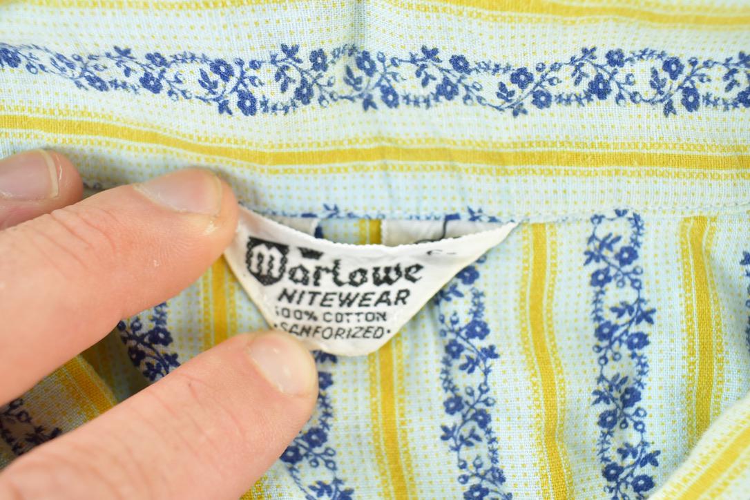 Vintage 1970s Marlowe Nightwear Button Up Shirt