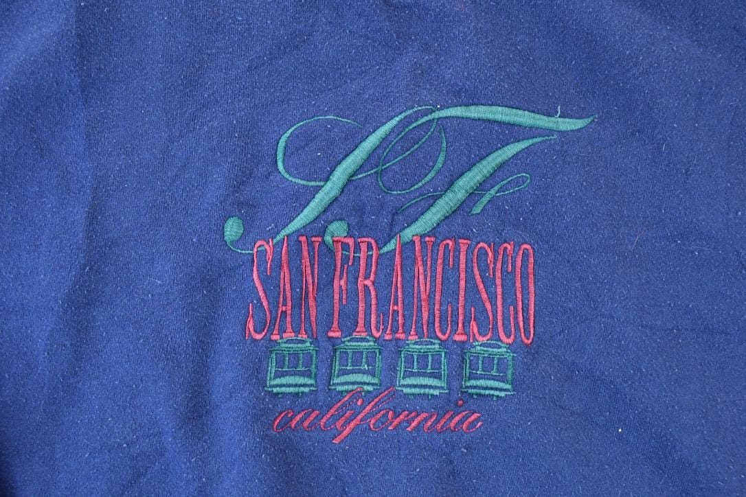 Vintage 1990s San Francisco California Street Car Trolly Crewneck Sweatshirt