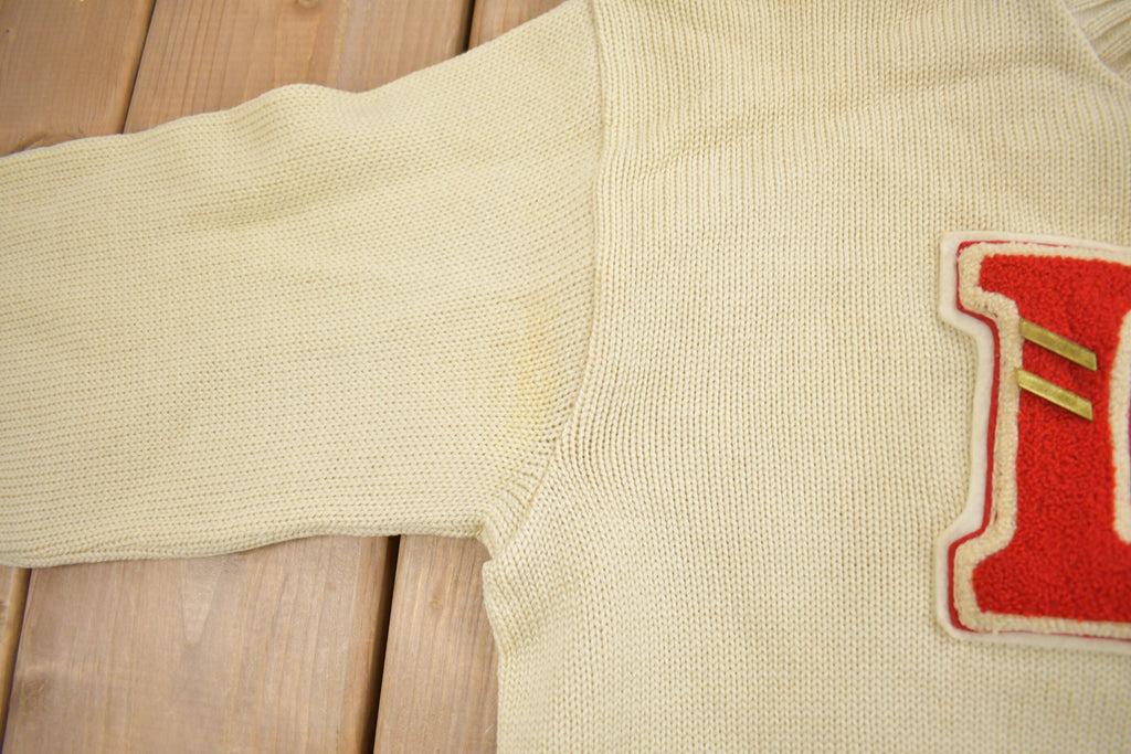 Vintage 1950s 100% Wool Collegiate Varsity Style Knit Sweater "LV" True Vintage Made In USA
