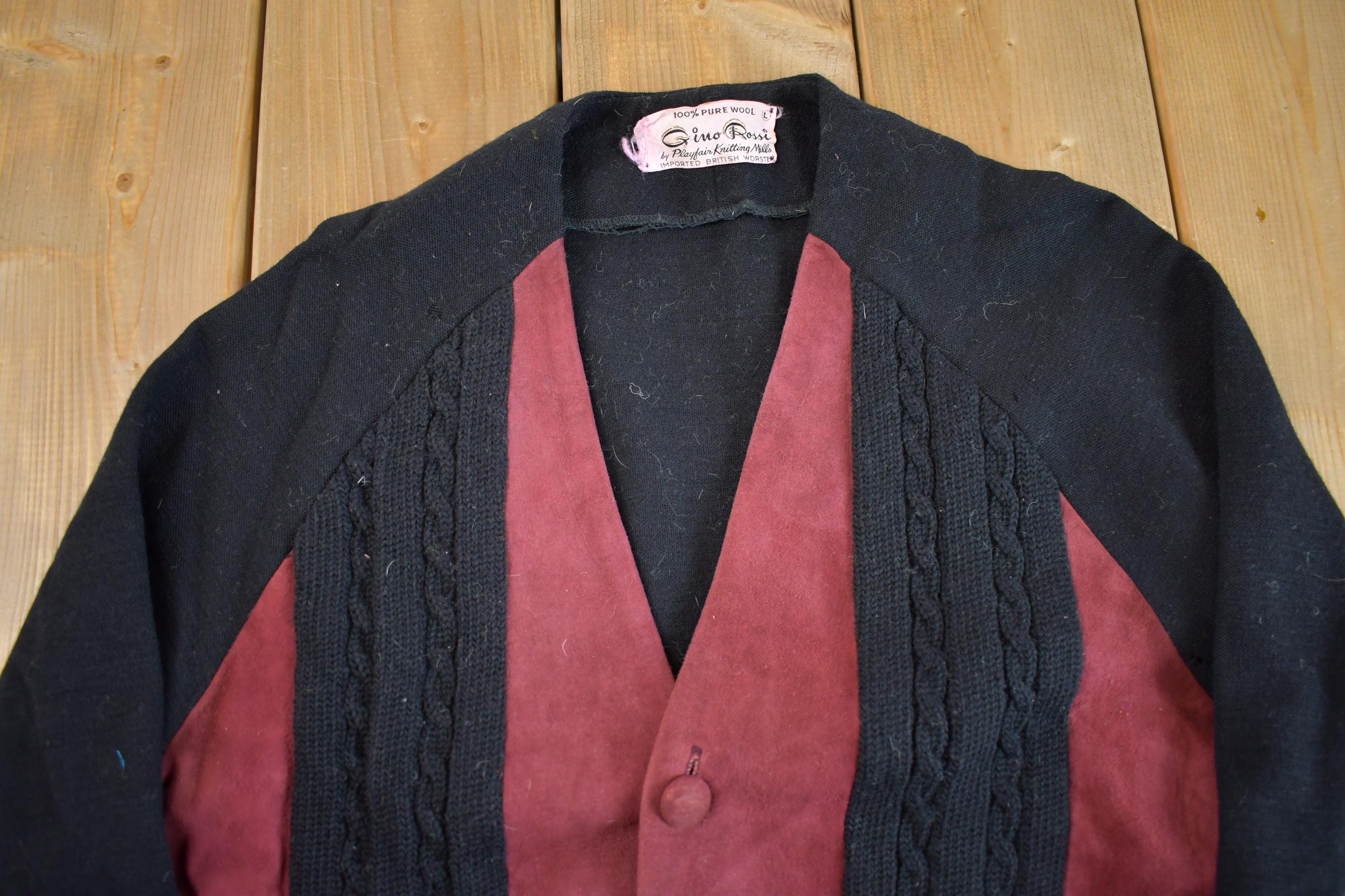 Vintage 1990s 100% Wool Knit Cardigan Sweater