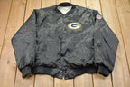 Vintage 1980s Green Bay Packers NFL Chalkline Satin Bomber Jacket