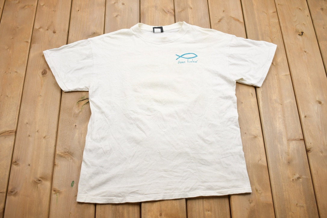 Vintage 1990s Fish Theme Single Stitch Religious T-Shirt