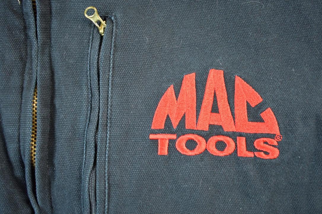 Vintage 1990s Mac Tools Chase Authentics Perfectly Distressed Collared Work Jacket Made In USA