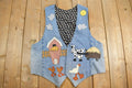 Vintage 1990s Farm Barnyard Scene Embroidered Denim Vest