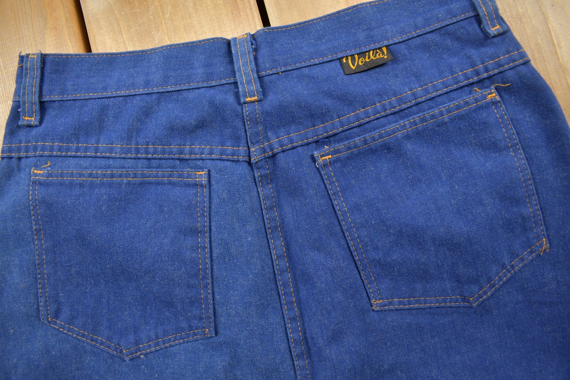 True Vintage 1970s Voila Long Denim Skirt Size 29