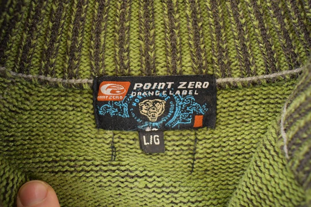 Vintage 1990s Point Zero Quarter Zip Knit Crewneck Sweater Youth L