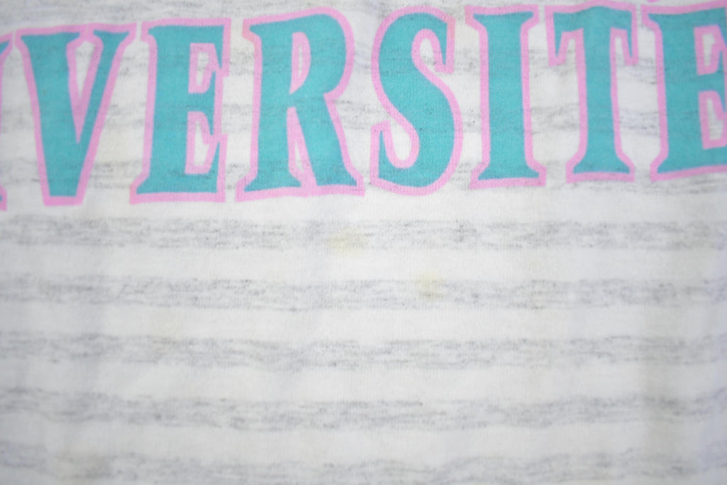 Vintage 1990s Paris Eiffel Tower Université Striped Pastel T Shirt