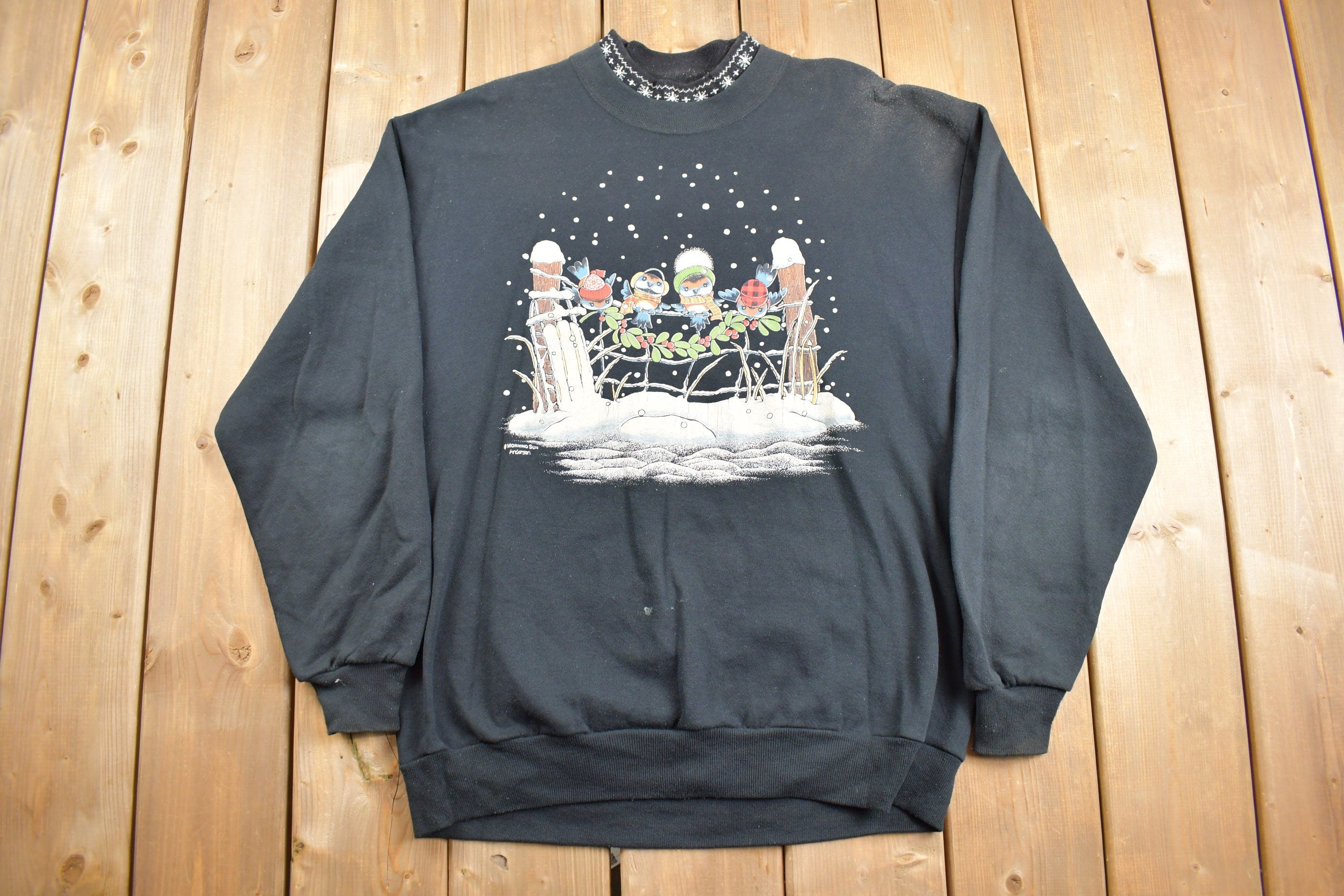 Vintage 1990s Winter Theme Cute Crewneck Sweater
