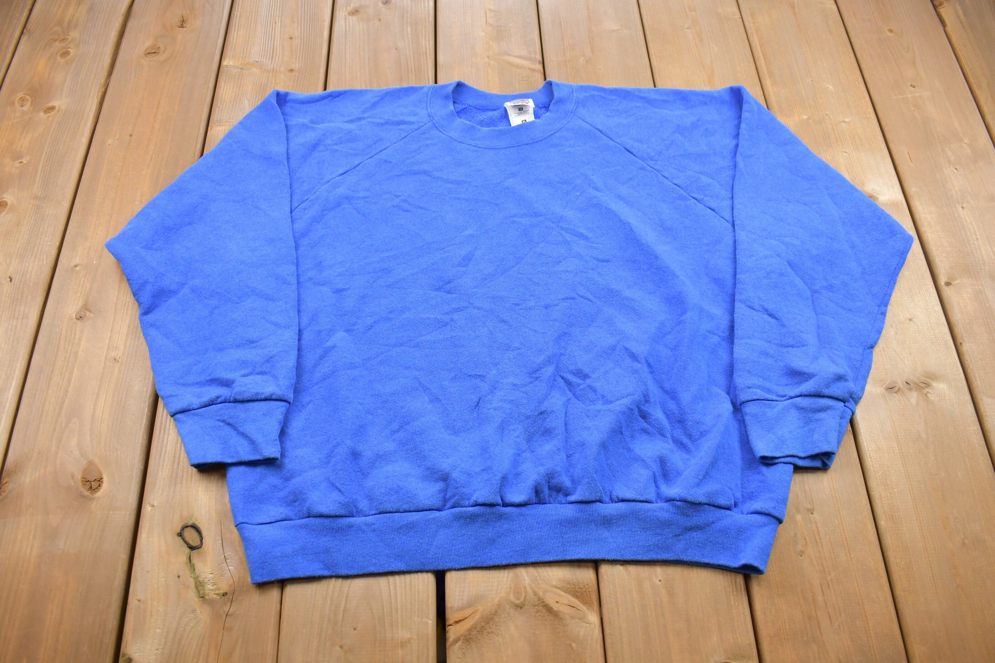 Vintage 1990s Blank Blue Crewneck Fruit of the Loom Sweatshirt