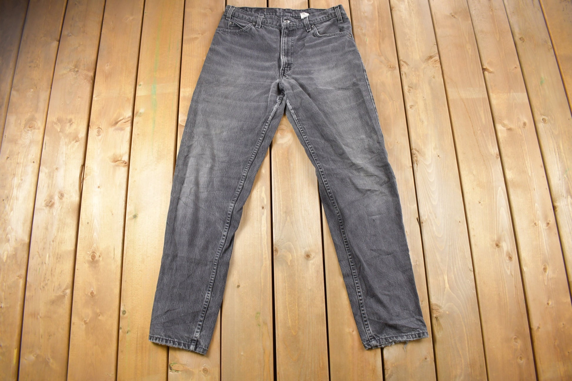 Vintage 1980s Levi's 550 Orange Tab Black Denim Jeans Size 32 x 32