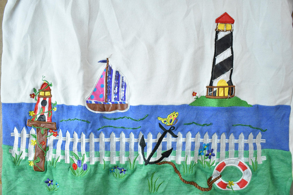 Vintage 1990s The Quacker Factory Sailboat Marine Embroidered Crewneck  Souvenir  Vintage Sweatshirt  Wilderness Sweatshirt  Made In USA