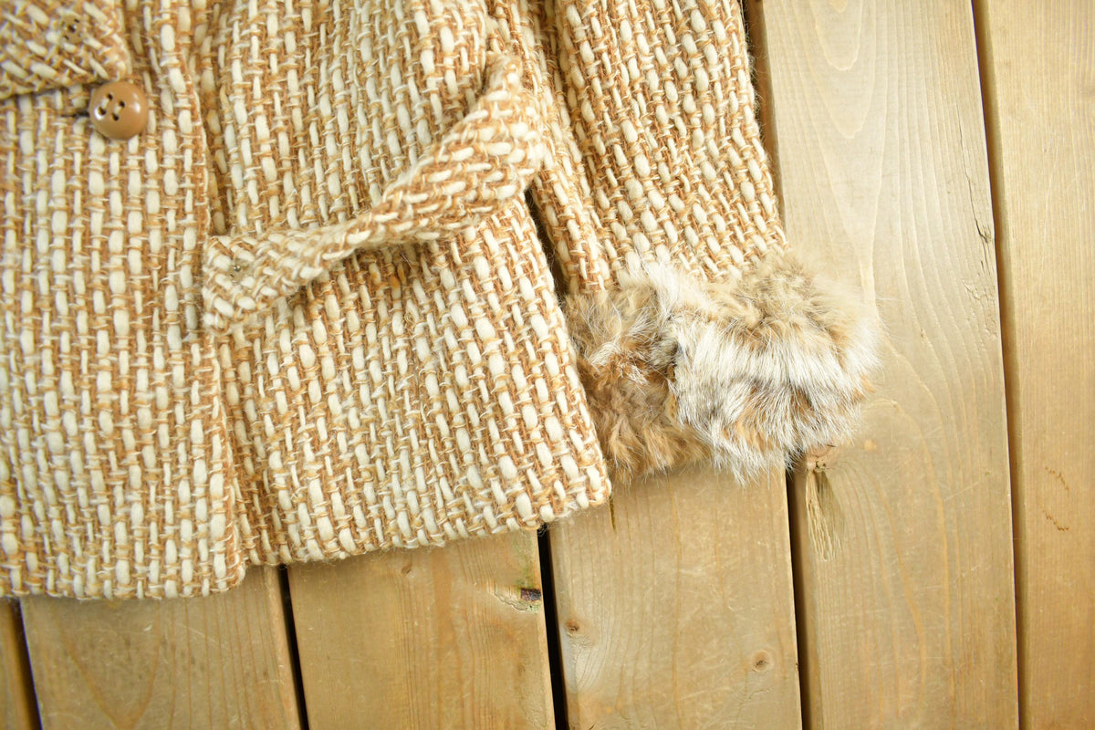 Vintage 1960s Lord Taylor Mink Tweed Fur Peacoat Women's S-M