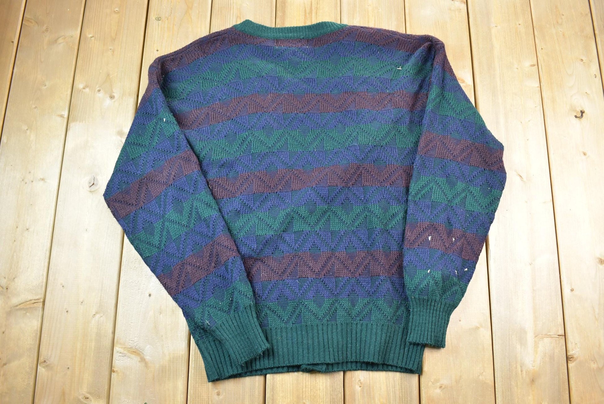 Vintage 1990s Campus Quarter Button Knit Cardigan Sweater
