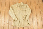 Vintage 1990s Tan Heavy Cotton Button Up Shirt Mens M