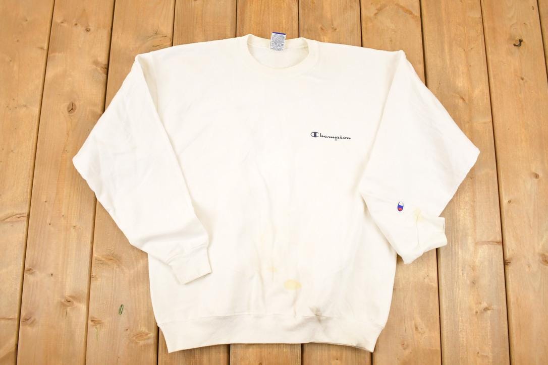 Vintage 1990s Champion Graphic Print Crewneck Sweatshirt Men's M